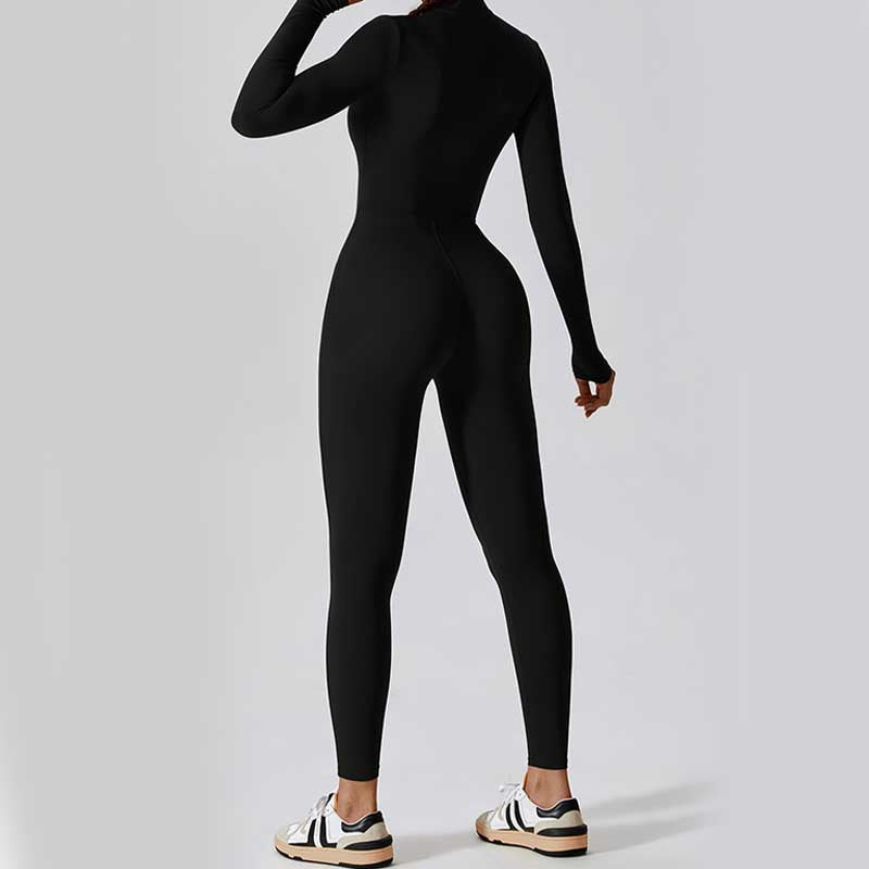 SculptFit™ Women’s Zipper Shapewear Jumpsuit – Long Sleeve, Full-Body Compression for Yoga & Fitness