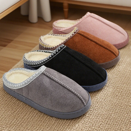 Plush Fleece Platform Winter Slippers – Soft, Warm & Non-Slip