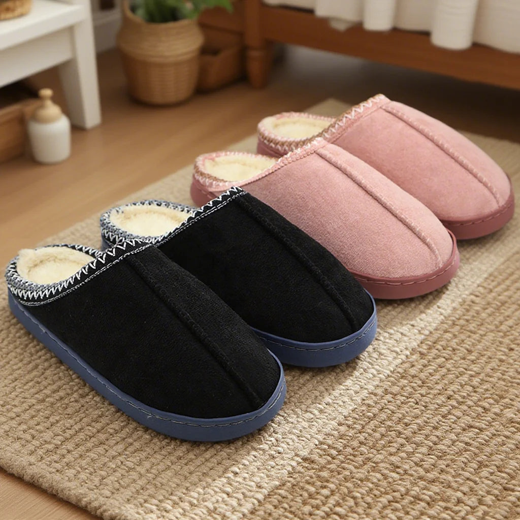 Plush Fleece Platform Winter Slippers – Soft, Warm & Non-Slip