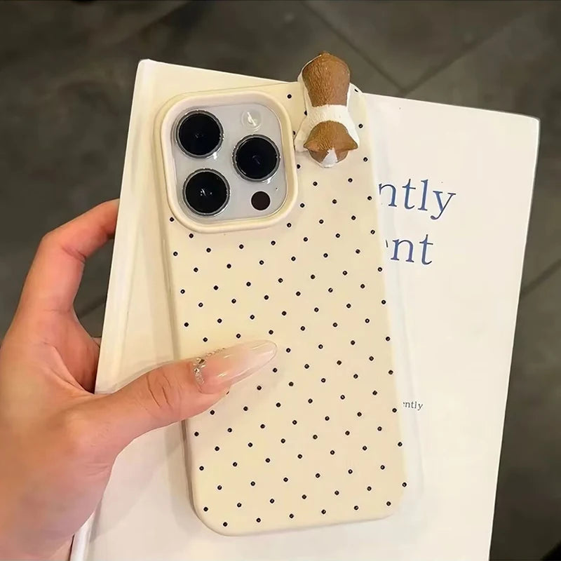Korean 3D Cat Polka Dot Soft Phone Case Cover for iPhones